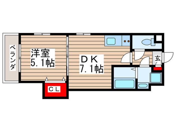 メゾンドティーズ(1DK/4階)の間取り写真