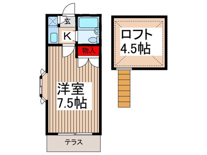 ベルヴィ21(1K/1階)の間取り写真