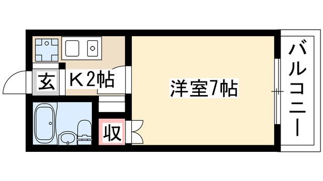 アルミックK(1K/1階)の間取り写真