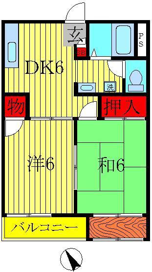 サンハイツ北柏 A棟(2DK/2階)の間取り写真