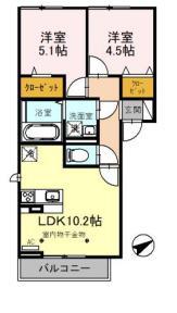 フェリーチェ(2LDK/1階)の間取り写真