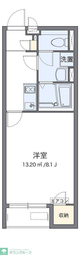 クレイノグレースコーラル寄居(1K/1階)の間取り写真