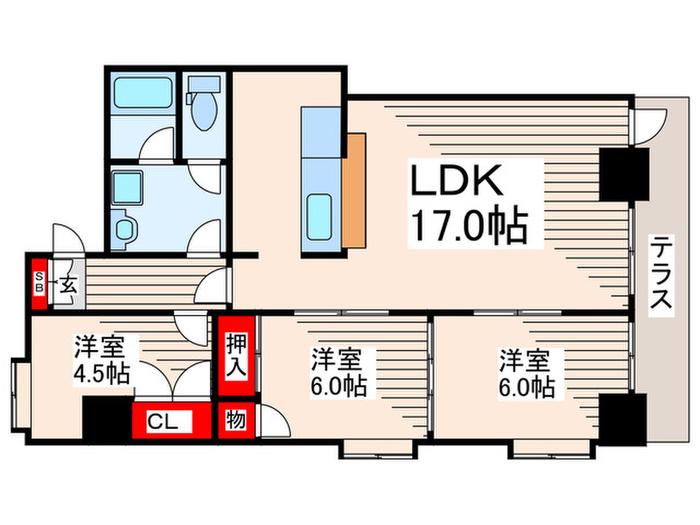 レピドール福田II(3LDK/1階)の間取り写真