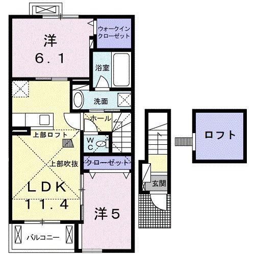 JADEHOUSE D(2LDK/2階)の間取り写真