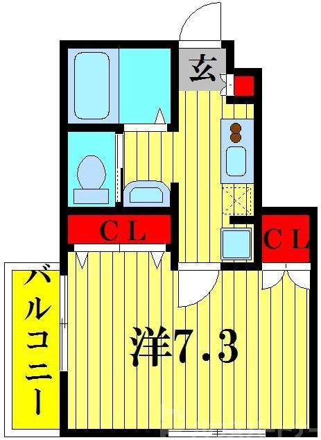 リビオンY松戸(1K/1階)の間取り写真