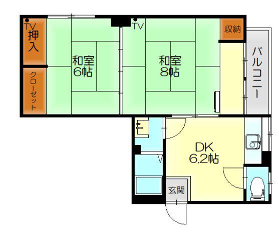 三栄ビル(2DK/3階)の間取り写真