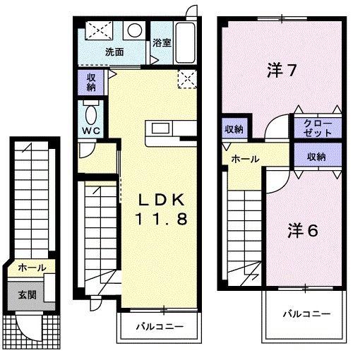 ウィステリア(2LDK/2階)の間取り写真