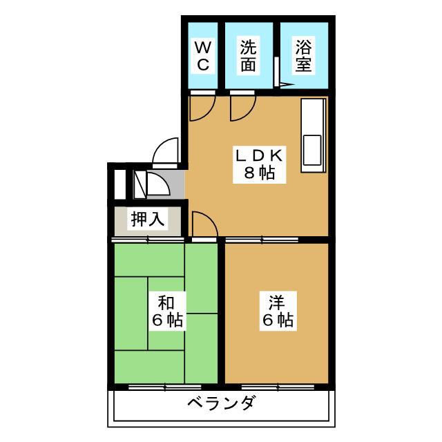 コーポ弘陽(2DK/2階)の間取り写真