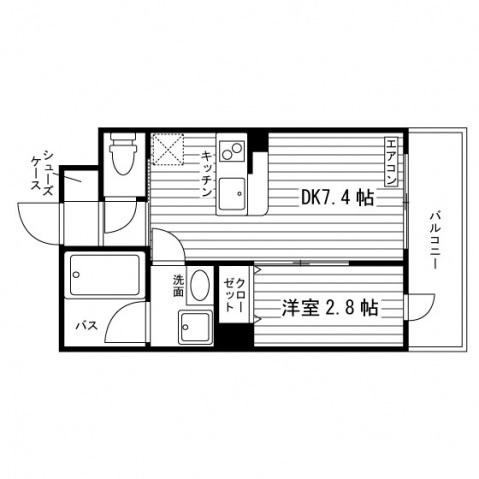 ミルディエス向山(1DK/4階)の間取り写真