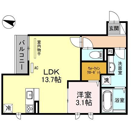 クオーレ(1LDK/3階)の間取り写真