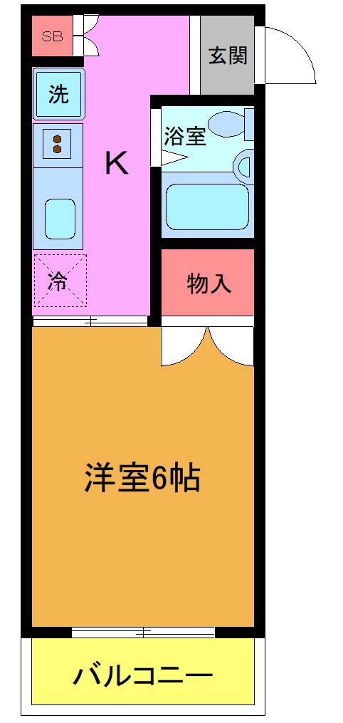 第1湯浅コーポ(1K/1階)の間取り写真