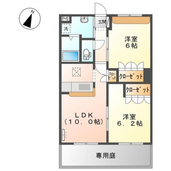 サニートレッフ(2LDK/1階)の間取り写真
