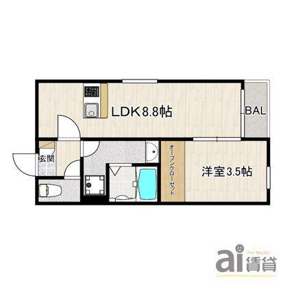 LE CALME 101(1LDK/1階)の間取り写真