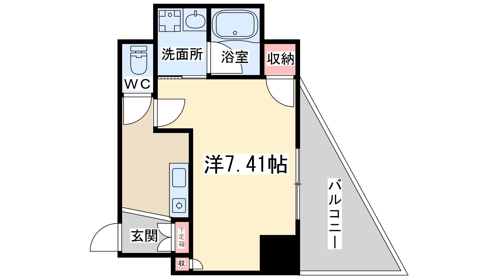 ウィンベル同心(1K/10階)の間取り写真