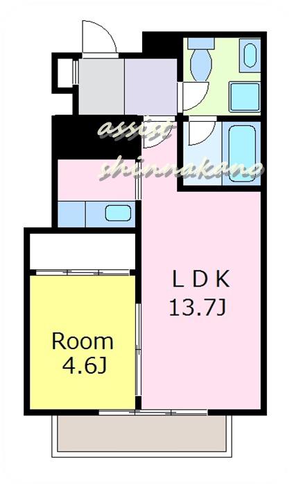 M FLAT(1LDK/3階)の間取り写真