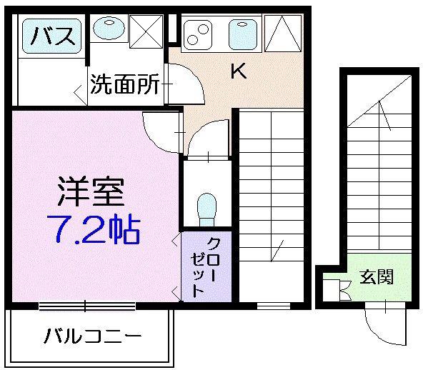 ポアンドール(1K/2階)の間取り写真