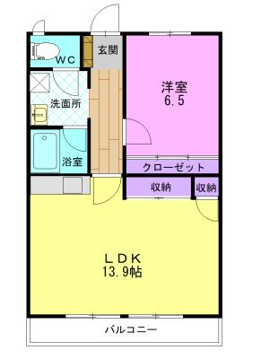 ハイクオリティI(1LDK/3階)の間取り写真