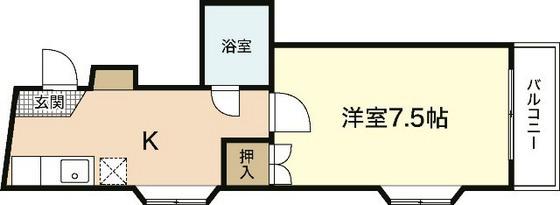 ポエム三滝(1K/2階)の間取り写真