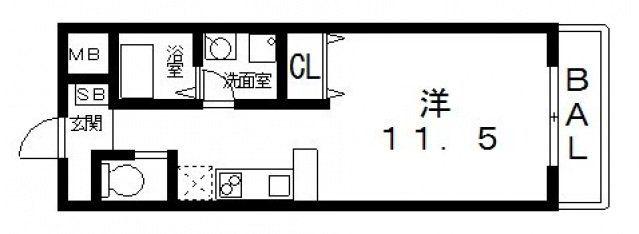 ガーデンパレス久宝寺(ワンルーム/3階)の間取り写真