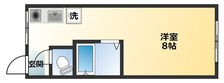 スリーコーポ(ワンルーム/2階)の間取り写真