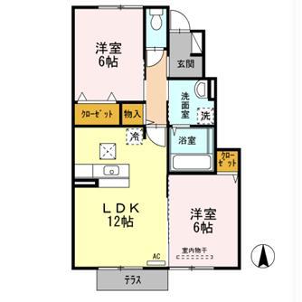 エントピア(2LDK/1階)の間取り写真