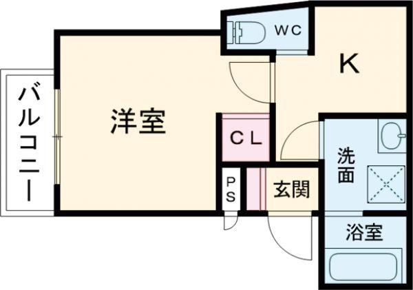 カーサフォルトゥナート羽曳野I(1K/3階)の間取り写真