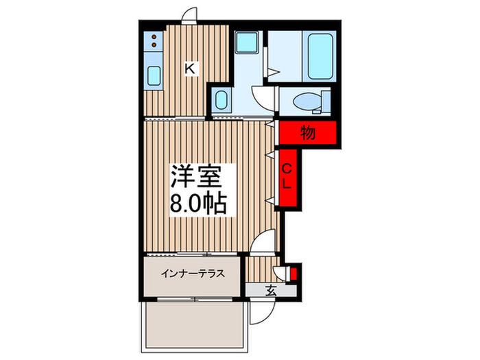 OLIVE TERRACE(1K/1階)の間取り写真
