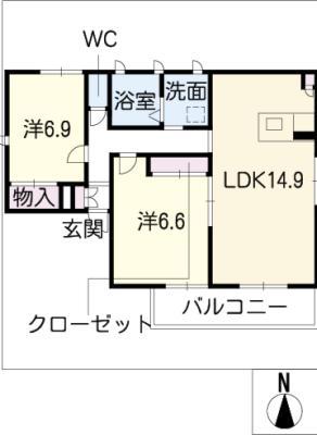 プレシャスコート(2LDK/1階)の間取り写真