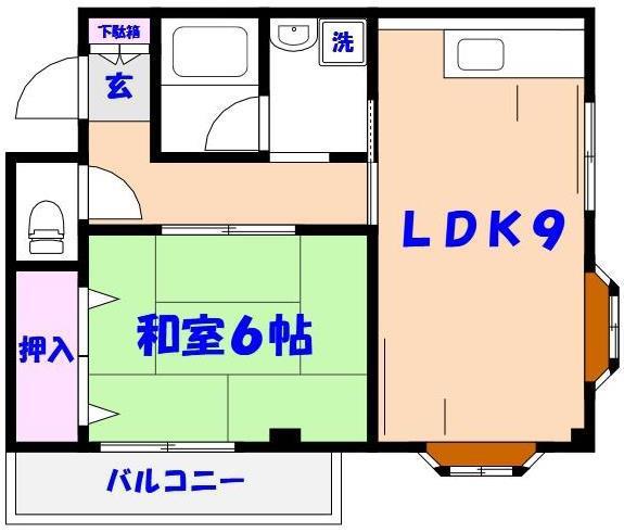 ハイブリッジマンションII(1LDK/2階)の間取り写真