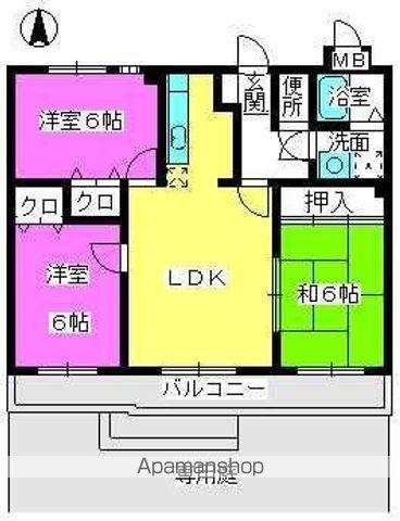 レジオン・ドヌール(3LDK/1階)の間取り写真