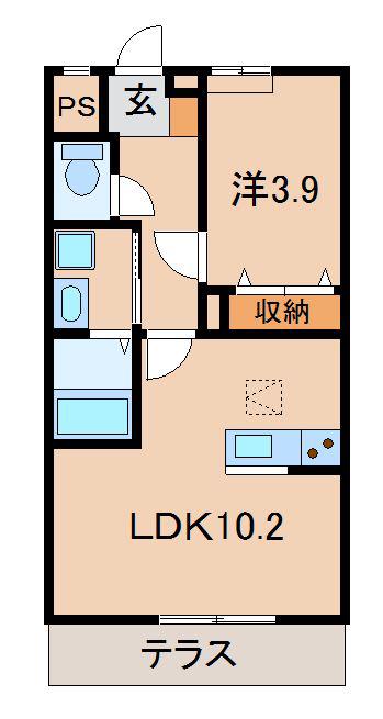 グラン フェリシア(1LDK/1階)の間取り写真