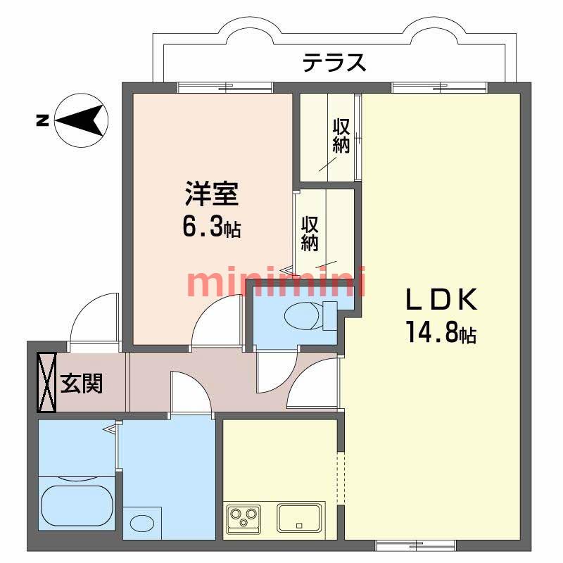 ラフォーレ細雪(1LDK/1階)の間取り写真