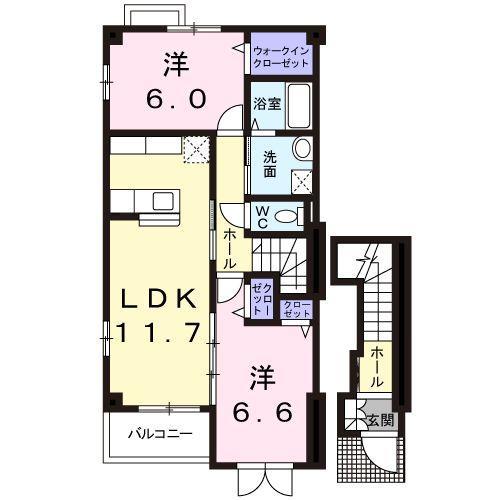 グレイスガーデン(2LDK/2階)の間取り写真