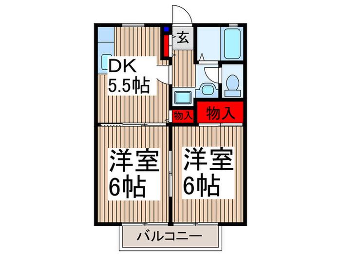 サンハイツ(2DK/1階)の間取り写真