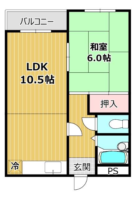 マンション修楽(1LDK/2階)の間取り写真