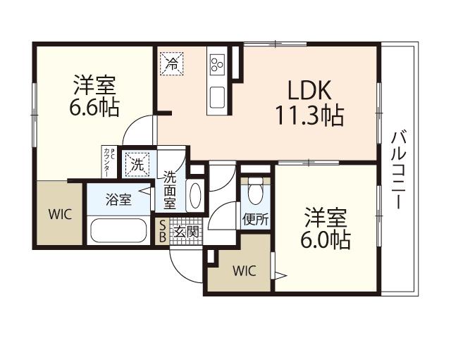 KT PARK 牛田シティ(2LDK/2階)の間取り写真