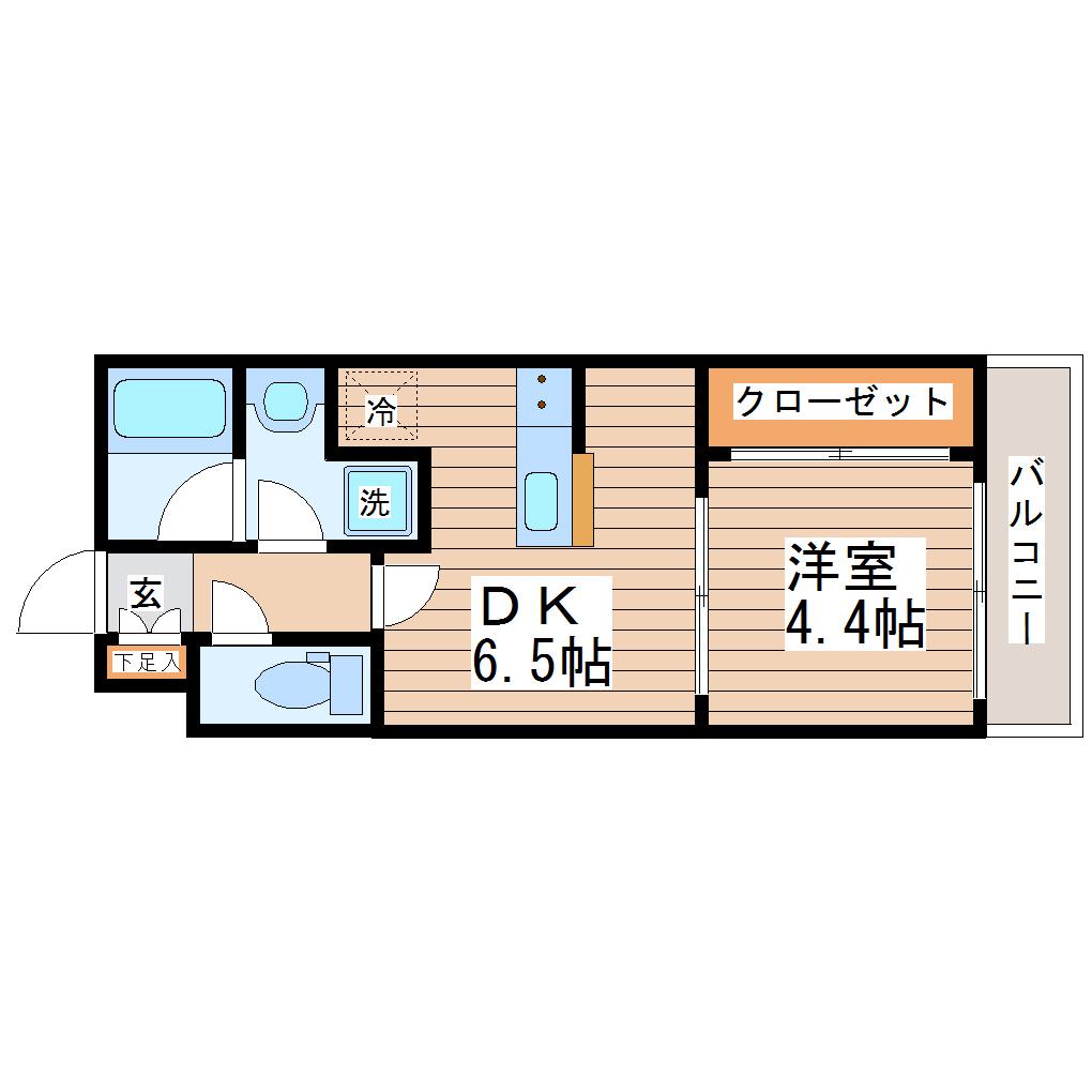 ピュアナ弓ノ町(1DK/5階)の間取り写真