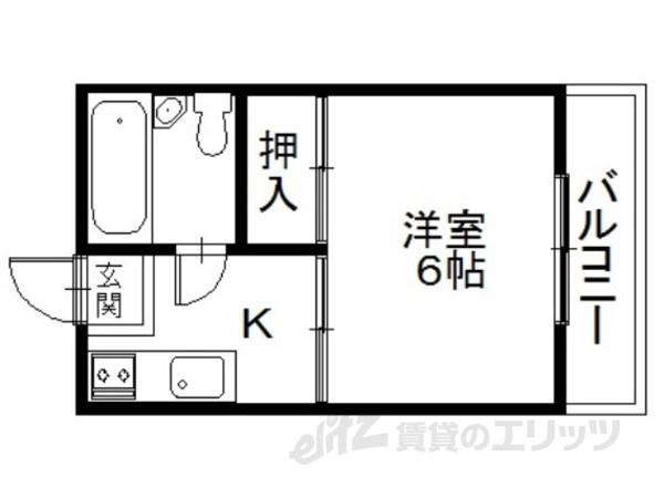 レジデンス馬場(1K/1階)の間取り写真