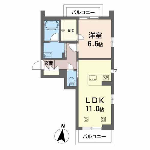 カーサ・グリナージュMJ B棟(1LDK/3階)の間取り写真