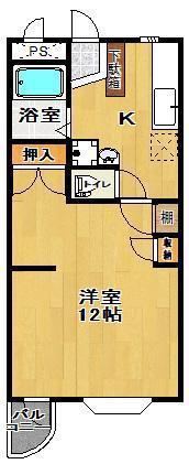 ルミネックス郡山(1K/2階)の間取り写真