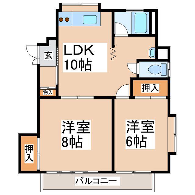 マンショングレース(2LDK/3階)の間取り写真