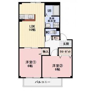 メガシャンベールアイコ(2LDK/1階)の間取り写真