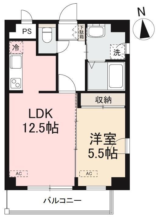 メルベーユ観光通(1LDK/4階)の間取り写真