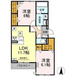 カリーノ姫宮(2LDK/1階)の間取り写真
