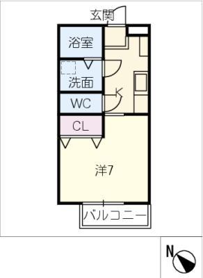ダイヤモンドヒルズ東浜(1K/1階)の間取り写真