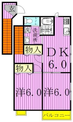 サンライズ(2DK/2階)の間取り写真