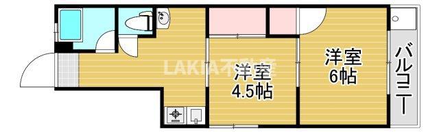 第2源氏之荘(2DK/2階)の間取り写真