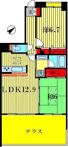 ライオンズマンション木根川中央公園 101(2LDK/1階)の間取り写真