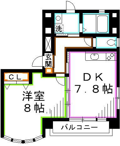 ルームズ(1DK/3階)の間取り写真
