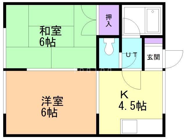 ハイツコスモスA(2DK/2階)の間取り写真